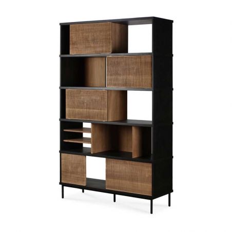 OSCAR ETAGERE TECK - 5 PORTES 120x40x195