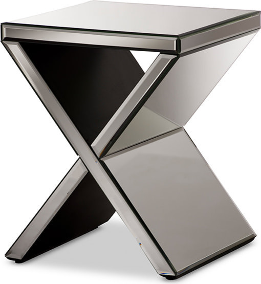 Morris Hollywood Regency Glamour Accent Side Table  Silver Mirrored   Contemporary   Side Tables And End Tables   by Fratantoni Lifestyles  Houzz