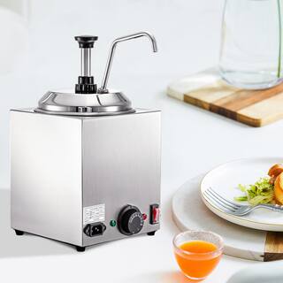 VEVOR Cheese Dispenser with Pump 2.4 Qt. Capacity Cheese Warmer 650W Hot Fudge Warmer Stainless Steel Hot Cheese Dispenser DRNZBFX1T00000001V1