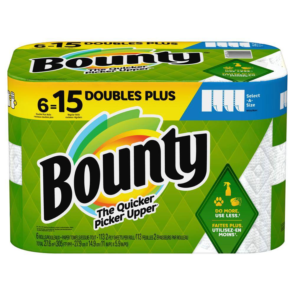 Bounty White Select-A-Size Paper Towel Roll (6 Double Plus Rolls) 003077206166