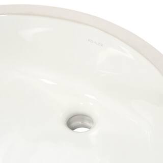 KOHLER Caxton Vitreous China Undermount Bathroom Sink in White with Overflow Drain K-2210-0