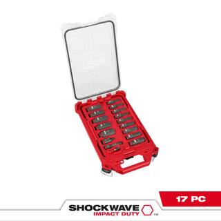 MW SHOCKWAVE Impact-Duty 38 in. Drive SAE Deep Well Impact PACKOUT Socket Set (17-Piece) 49-66-6800