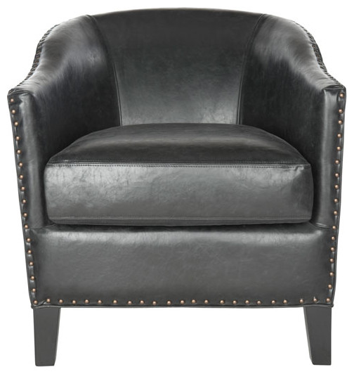 Ross Club Chair Brass Nail Heads Antique Black   Transitional   Armchairs And Accent Chairs   by Peachtree Fine Furniture  Houzz