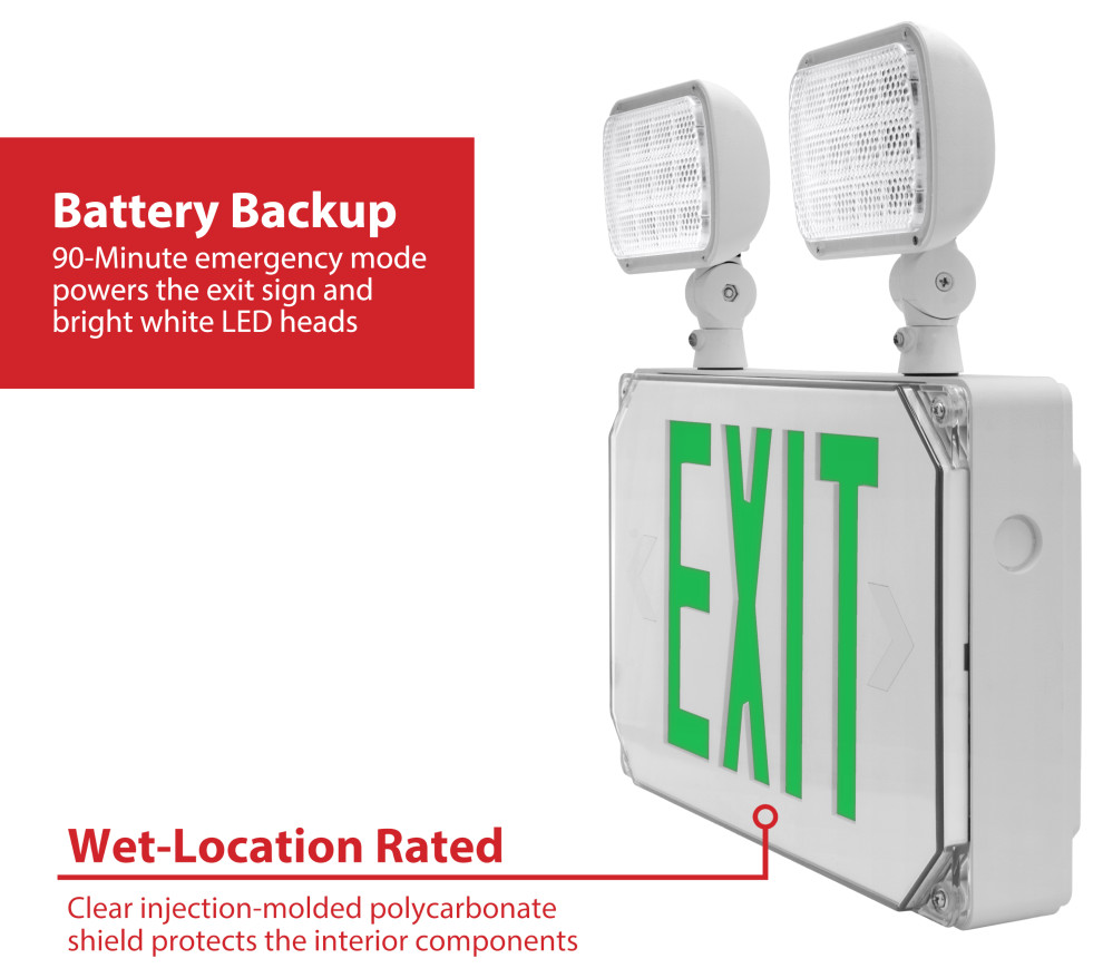 ECL5 Series LED Wet Location Emergency Exit Sign with Adjustable Light Heads   Transitional   Outdoor Wall Lights And Sconces   by NICOR Lighting  Houzz