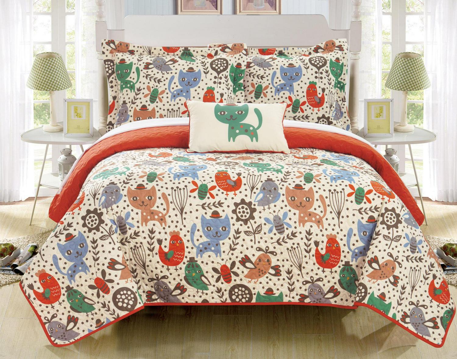 Chic Home Wymper 3 Piece Reversible Quilt Set Animal Youth Design Coverlet Bedding