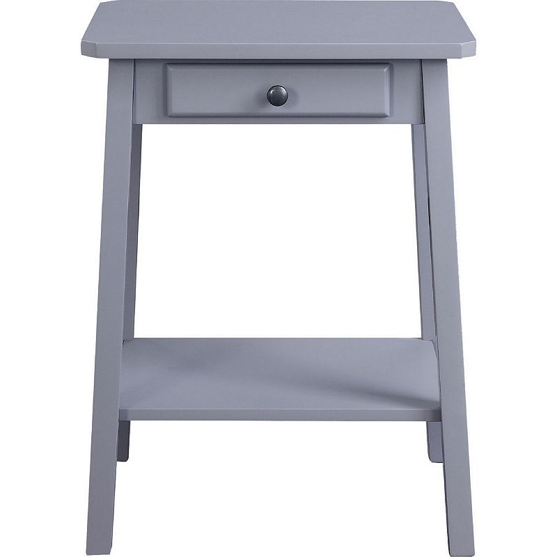 MDF Accent Table with 1 Drawer and Open Shelf， Gray