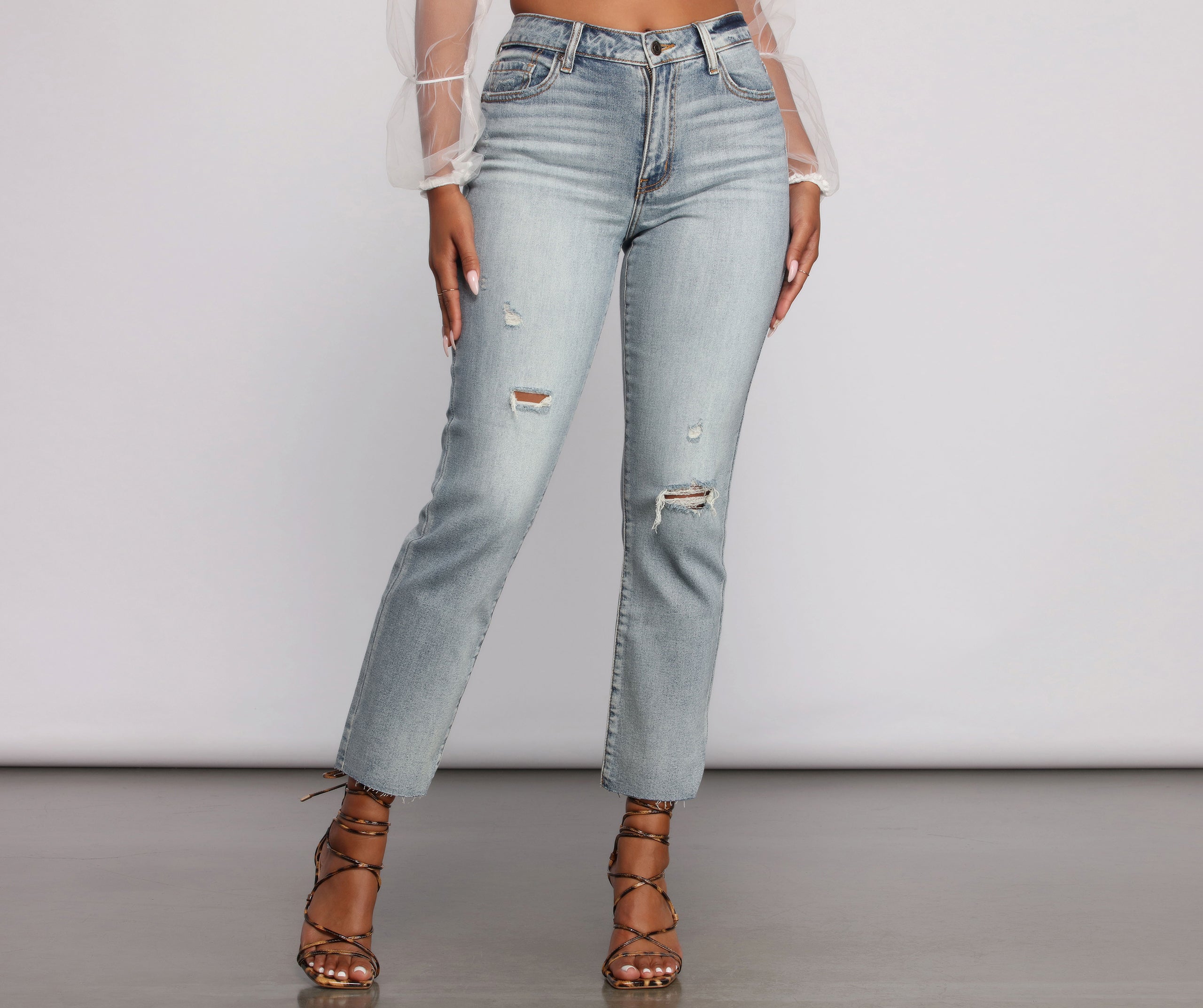 Ally High Rise Destructed Mom Jeans