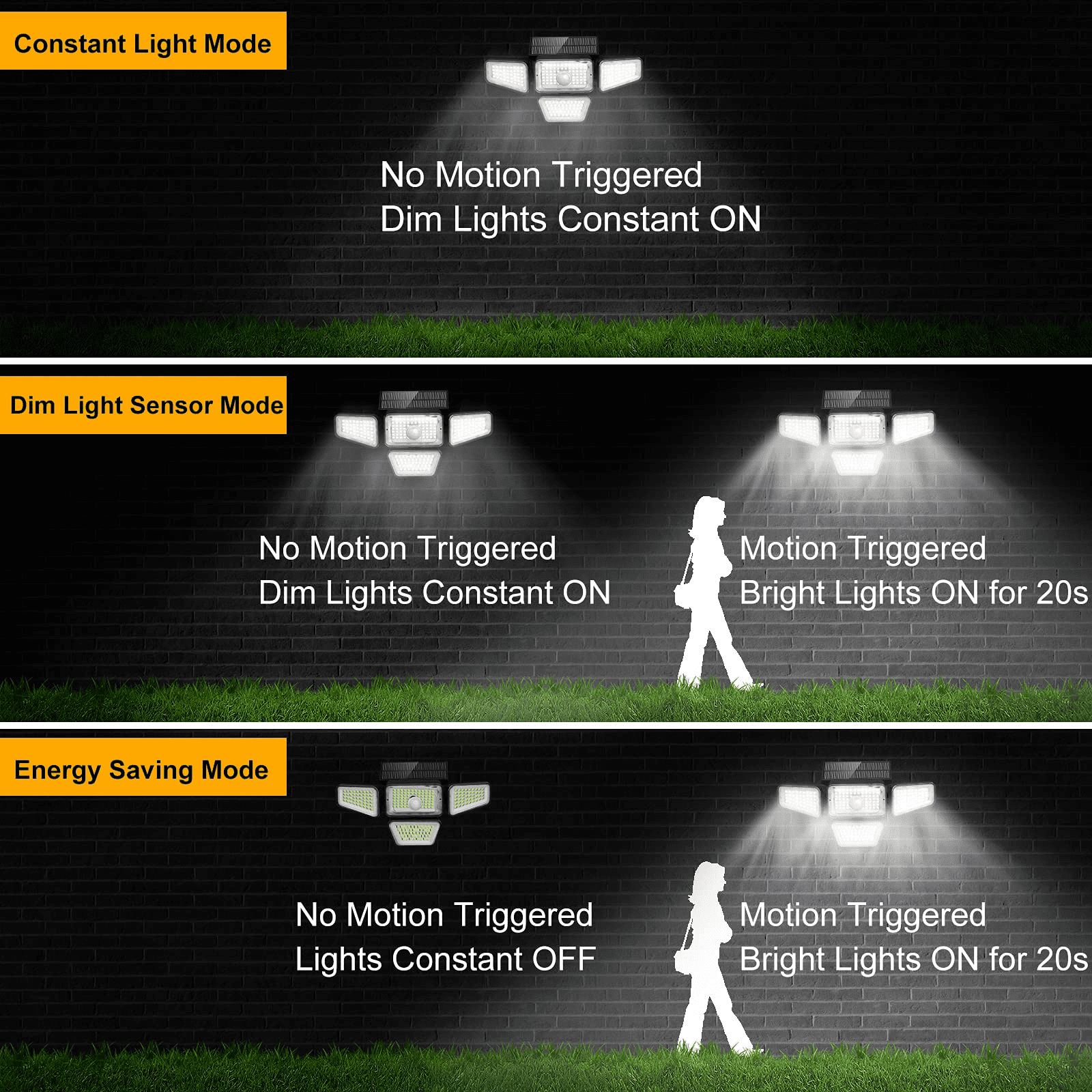 JOPESO Solar Outdoor Lights 270 LED Waterproof Motion Sensor Security Lights Outdoor Wireless Flood Lights 3000LM 4 Heads 3 Modes 330° Wide Angle 6500K for Outdoor Yard Garden Wall