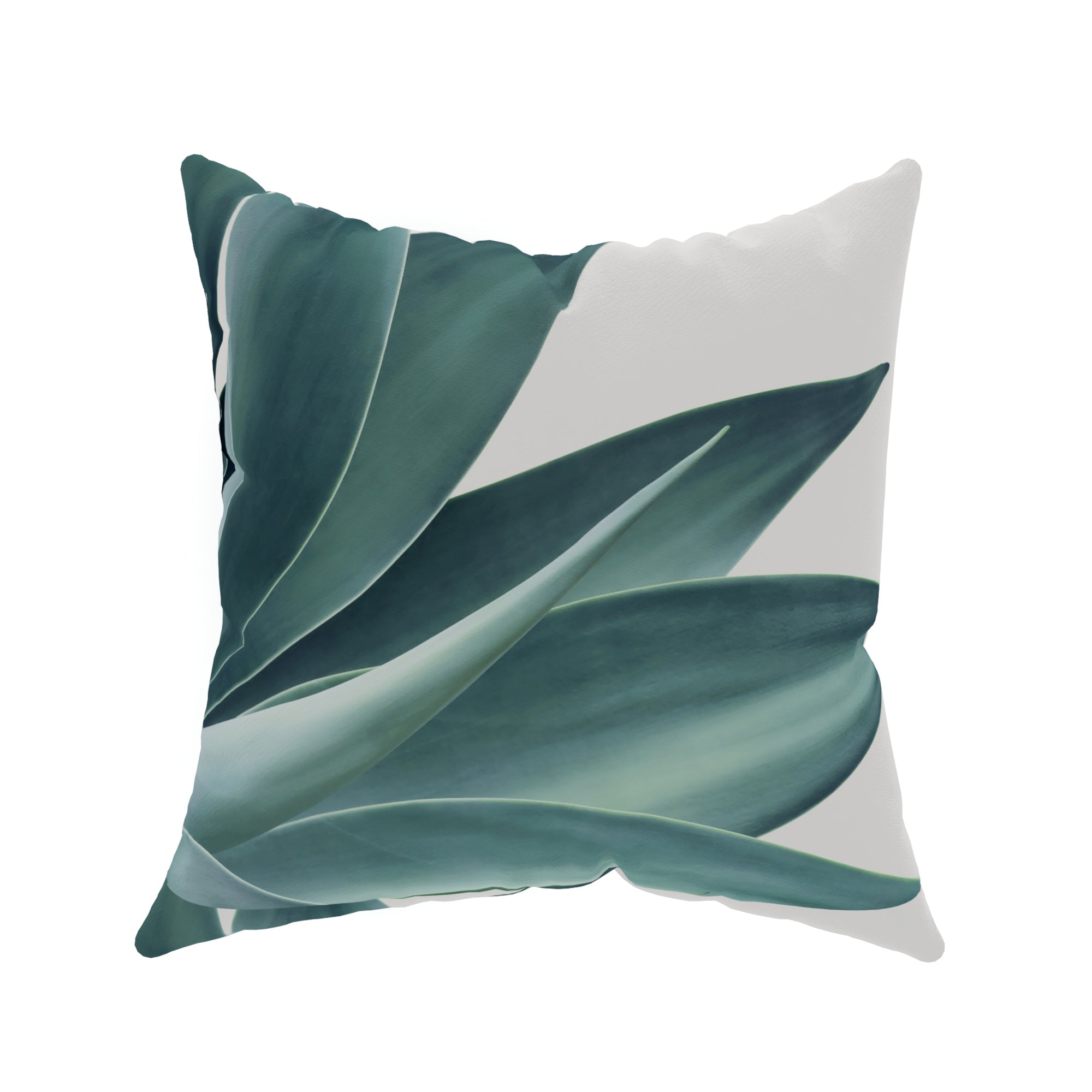 Decorative Throw Pillow Cover, 18” x 18”, Green and White, Photoreal Plant Macro on Soft White Microfiber Creating an Effortlessly Modern Sense of Style for any Living Room, Bed, and Sofa