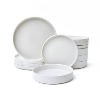 222 Fifth Kaden 12-Piece Modern White Porcelain Dinnerware Set (Service for 4) 3498WH795B1V32