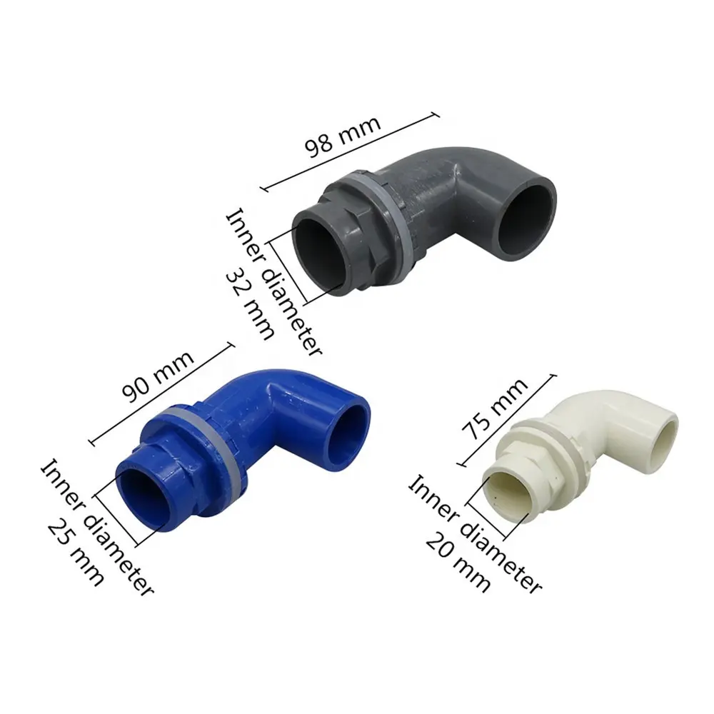 PVC 20/25/32mm 90 Degree Thickened Elbow Connectors Fish Water Tank Aquarium Pipe Fittings