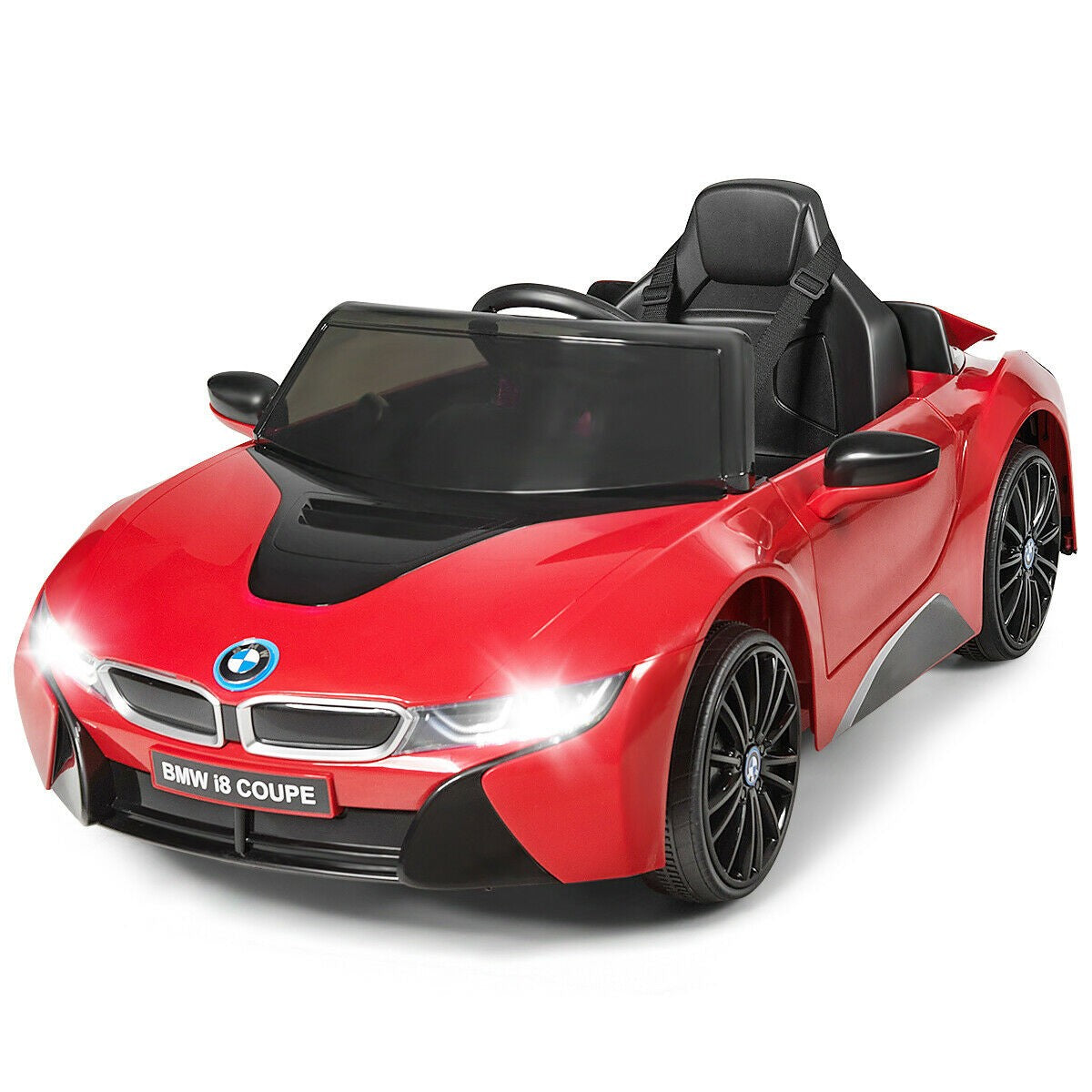 Costzon Ride on Car, Licensed BMW i8, 12V Battery Powered Electric Vehicle w/ 2 Motors, 2.4G Remote Control, 3 Speeds