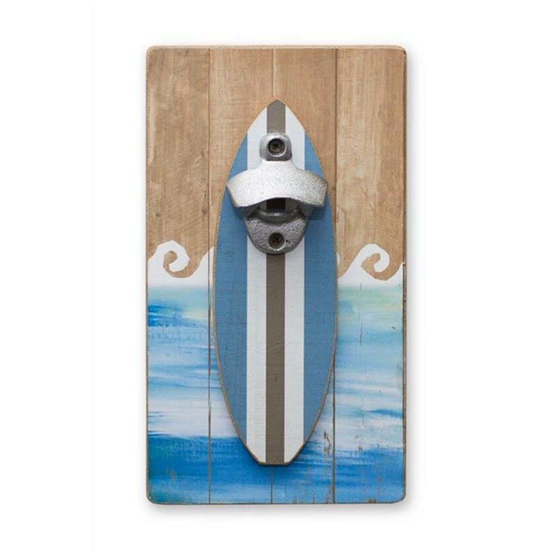 Wooden Surfboard Bottle Opening Wall Hanging 11h