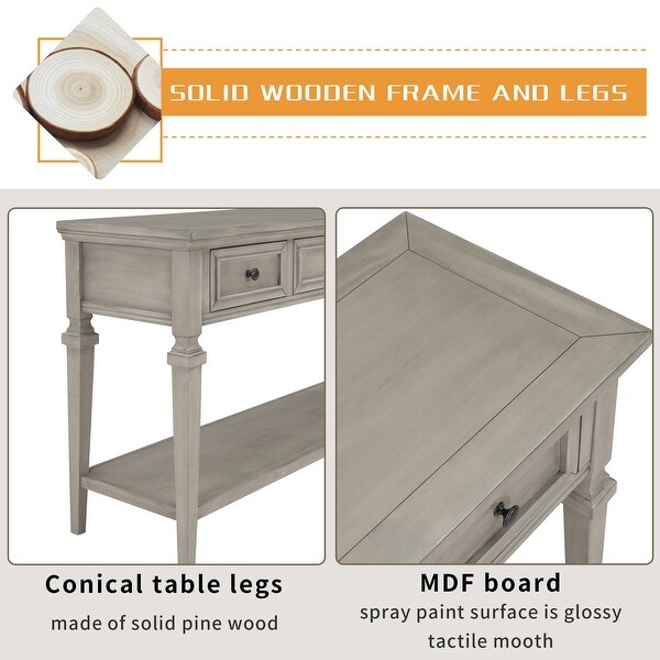 Console Table with Three Top Drawers and Open Style Bottom Shelf