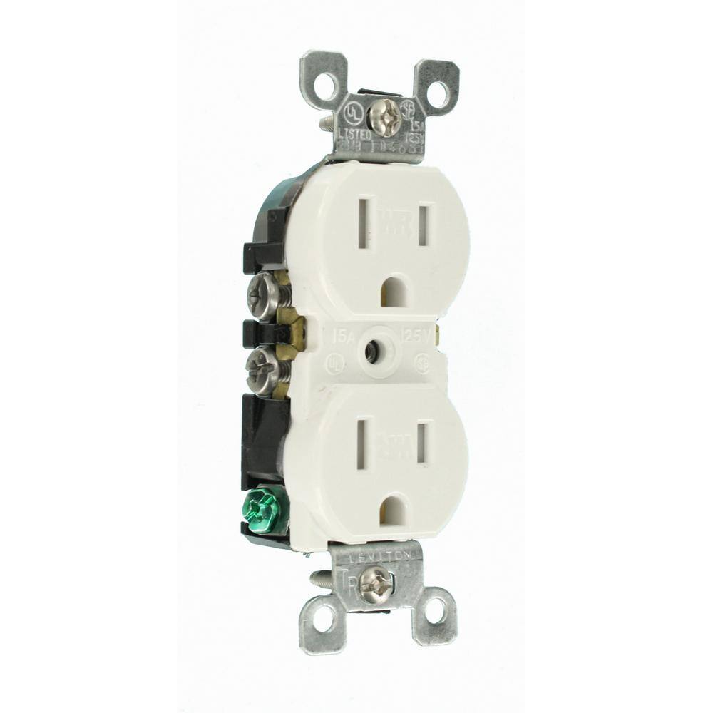 Leviton 15 Amp Weather and Tamper Resistant Duplex Outlet White W5320-T0W