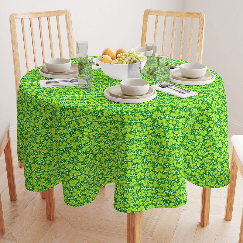 Round Tablecloth， 100% Polyester， 90 Round， Celtic Foliage