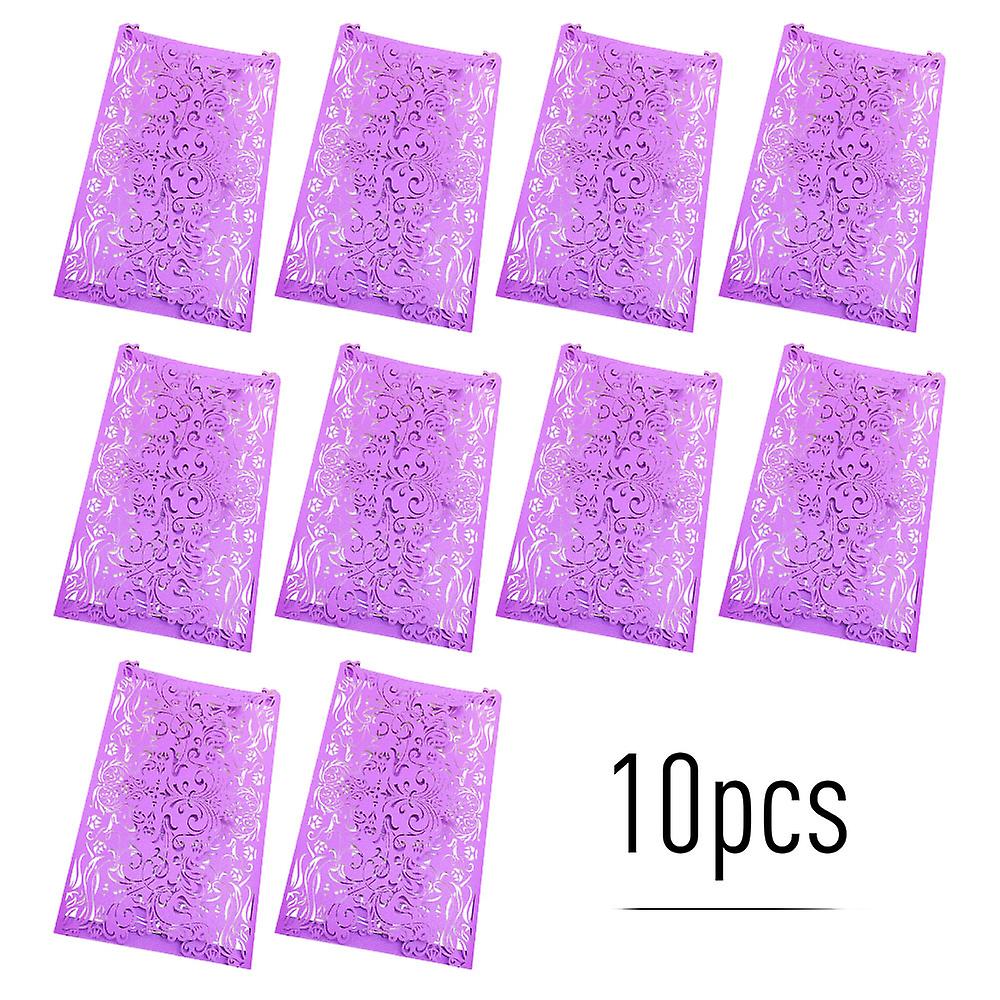 Purple Wedding Invitations 10pcs Pearl Paper Floral Invitation Cards Floral Invitation Envelopes For Birthday Party Anniversary