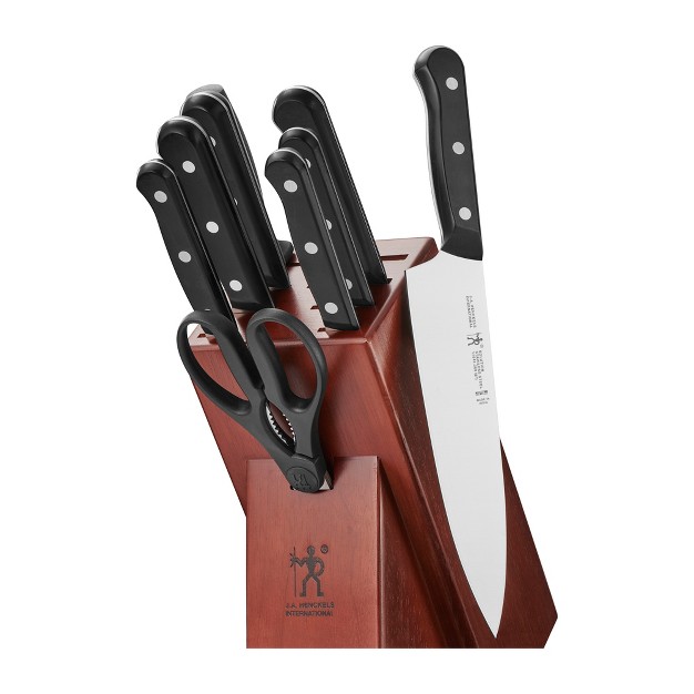 Henckels Solution 10 pc Knife Set With Block Chef Knife Paring Knife Utility Knife Bread Knife Black Stainless Steel