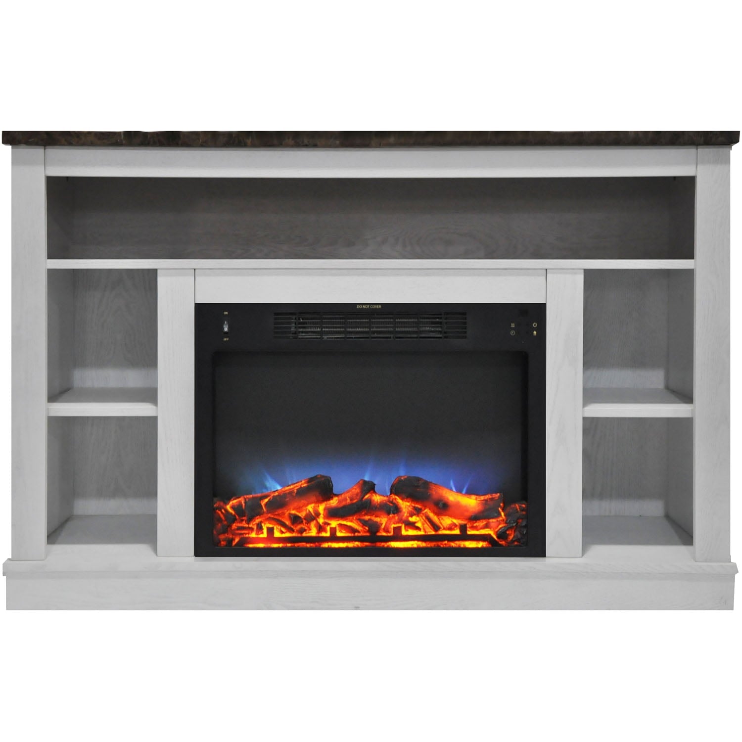 Cambridge Seville 47'' Freestanding Electric Multi-Color LED Fireplace with Log Insert and Remote | White Mantel | For Rooms up to 210 Sq.Ft. | Adjustable Heat Settings | Timer