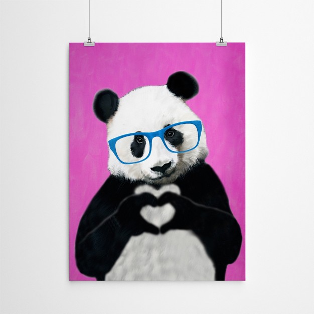 Americanflat Animal Modern Panda With Fingerheart Pink By Coco De Paris Poster