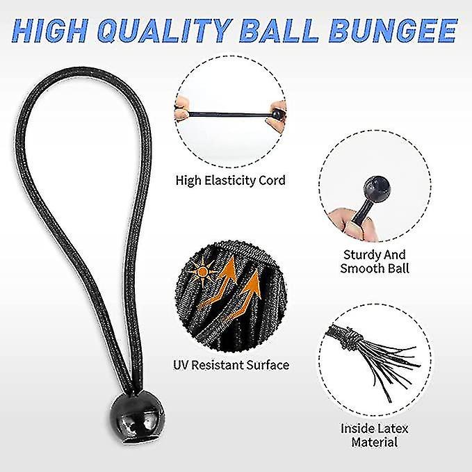 Ball Bungee Cords， 20pcs 6 inch Heavy duty Stretch Rope With Ball Elastic String Tie Down Strap For