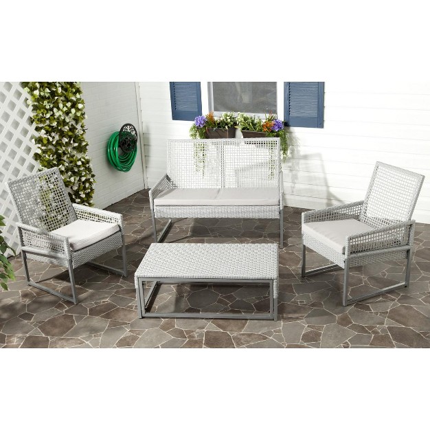 Shawmont Patio Outdoor Conversation Set Grey beige Safavieh