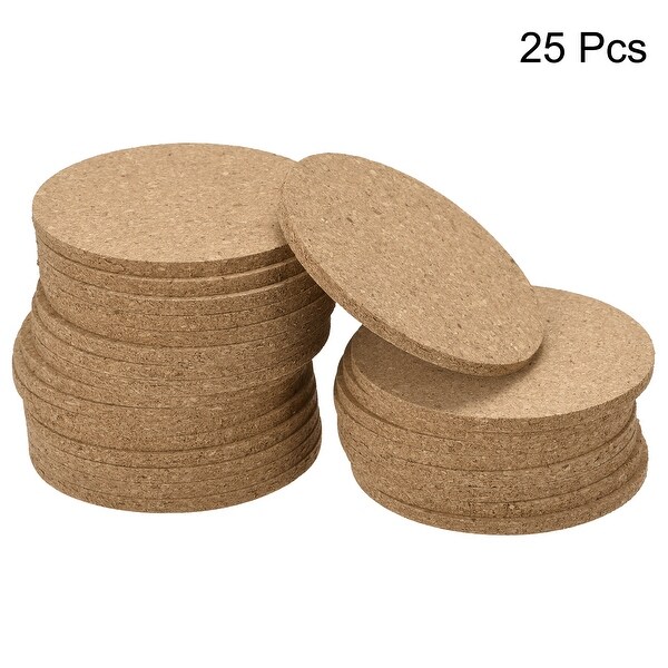 100mm Round Coasters 5mm Thick Cork Cup Mat Pad for Tableware 25pcs - Wood