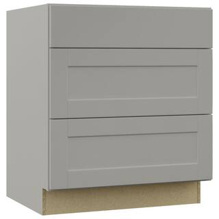 Hampton Bay Shaker Dove Gray Stock Assembled Pots and Pans Drawer Base Kitchen Cabinet (30 in. x 34.5 in. x 24 in.) KDB30-SDV