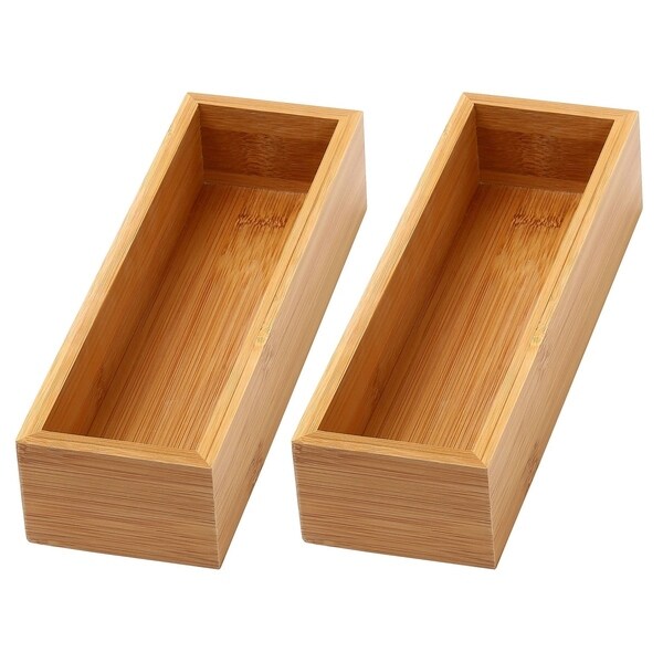 YBM Home Bamboo Kitchen Drawer Organizer Storage Box (Set of 2)