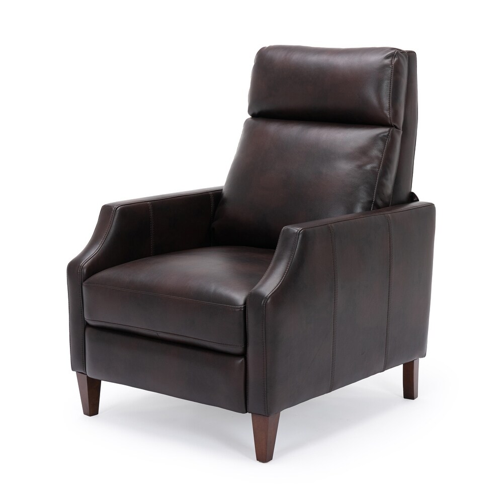 PU Leather Club Chairs Casual Single Sofa Push Back Recliner Arm Chairs Accent Chairs with Solid Wood Legs for Living Room