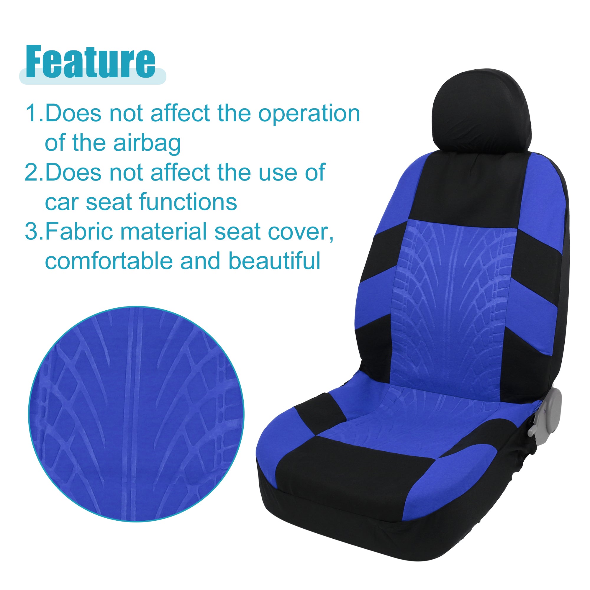 Unique Bargains Universal Front Seat Cover Kit Cloth Fabric Seat Protector Pad for Most Car Auto Truck Blue