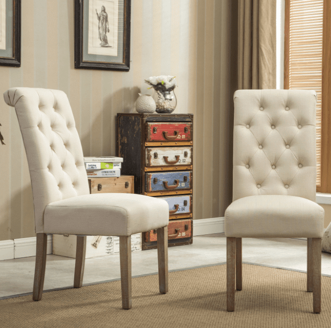 Roundhill Furniture Habit Dining Chair， Set of 2， Tan