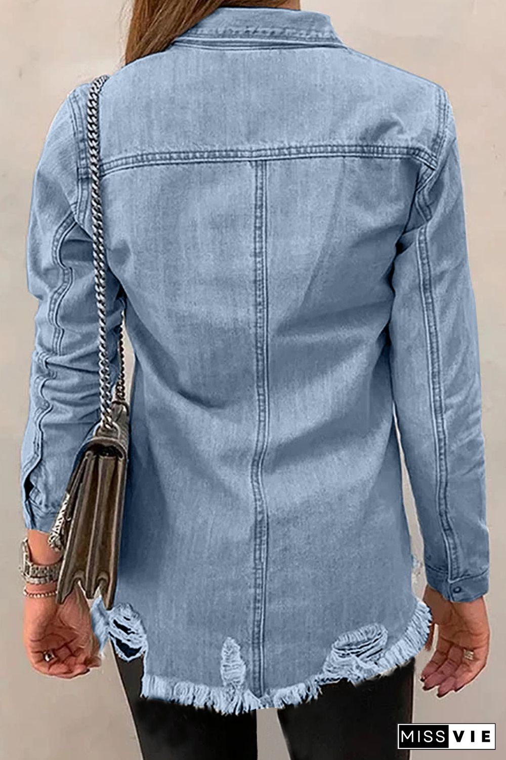 Fade Blue Ripped Denim Jacket