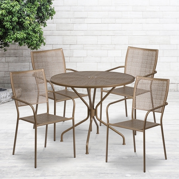 Steel 5piece 35.25inch Round IndoorOutdoor Dining Set