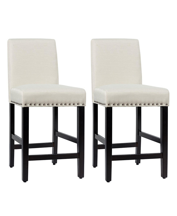 Costway Set of 2 25'' Kitchen Breakfast Chairs Nailhead Barstools