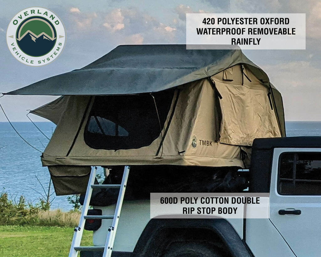 Overland Vehicle Systems 18119933 56.5 x 94.5 x 50.25 in. TMBK Khaki Roof Top Tentand#44; Tan