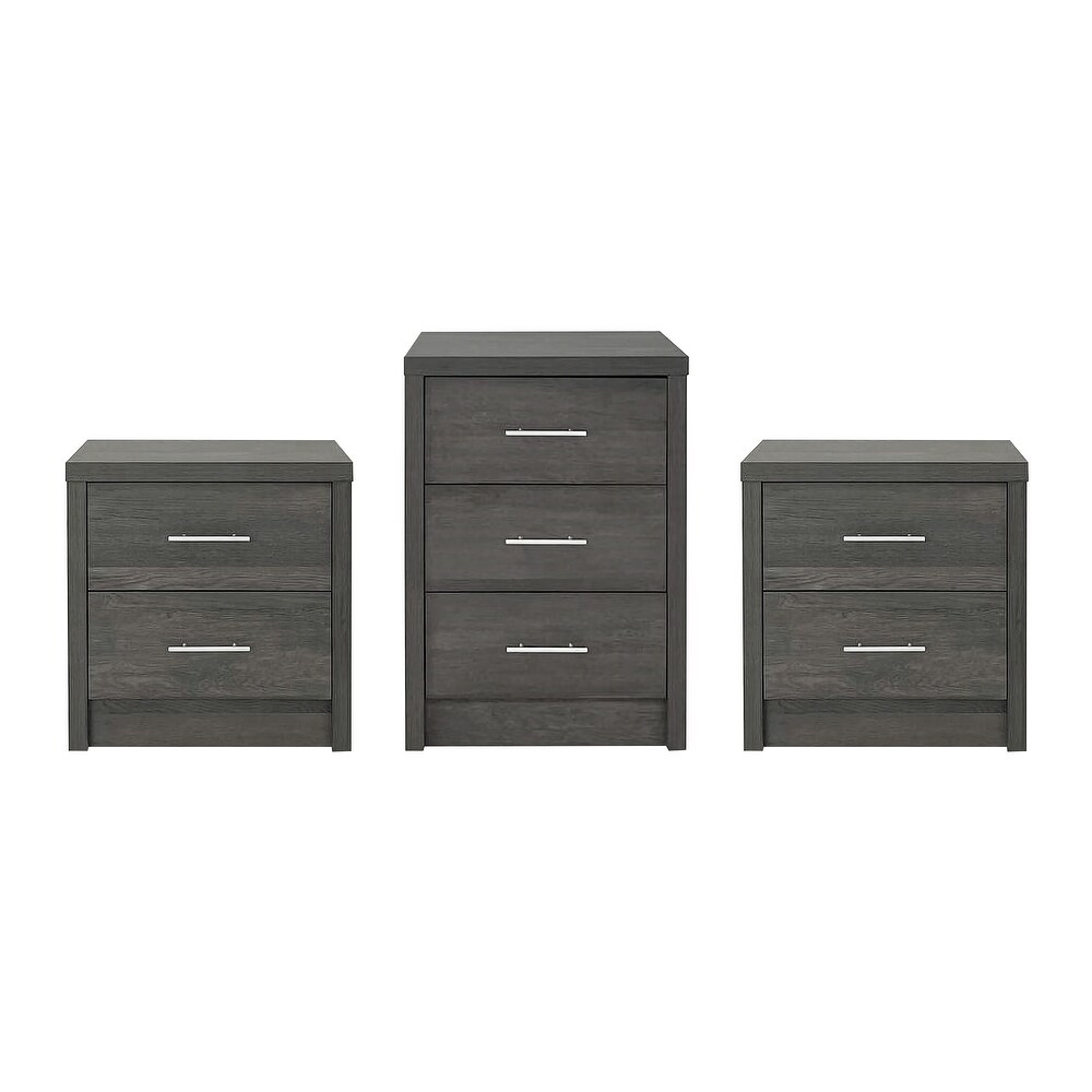 Berrett 3 Piece 3 Drawer Dresser and Nightstand Bedroom Set by Christopher Knight Home