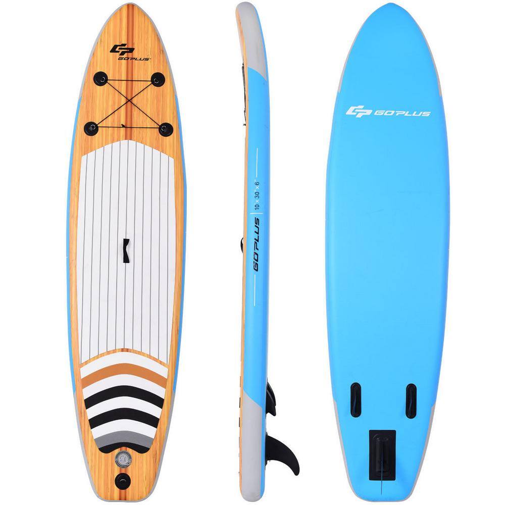 Costway 120 in. Inflatable Stand up Paddle Board Surfboard SUP WBag Adjustable Paddle Fin SP36342