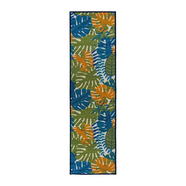 World Rug Gallery Contemporary Tropical Leaves Flatweave Indoor outdoor Area Rug