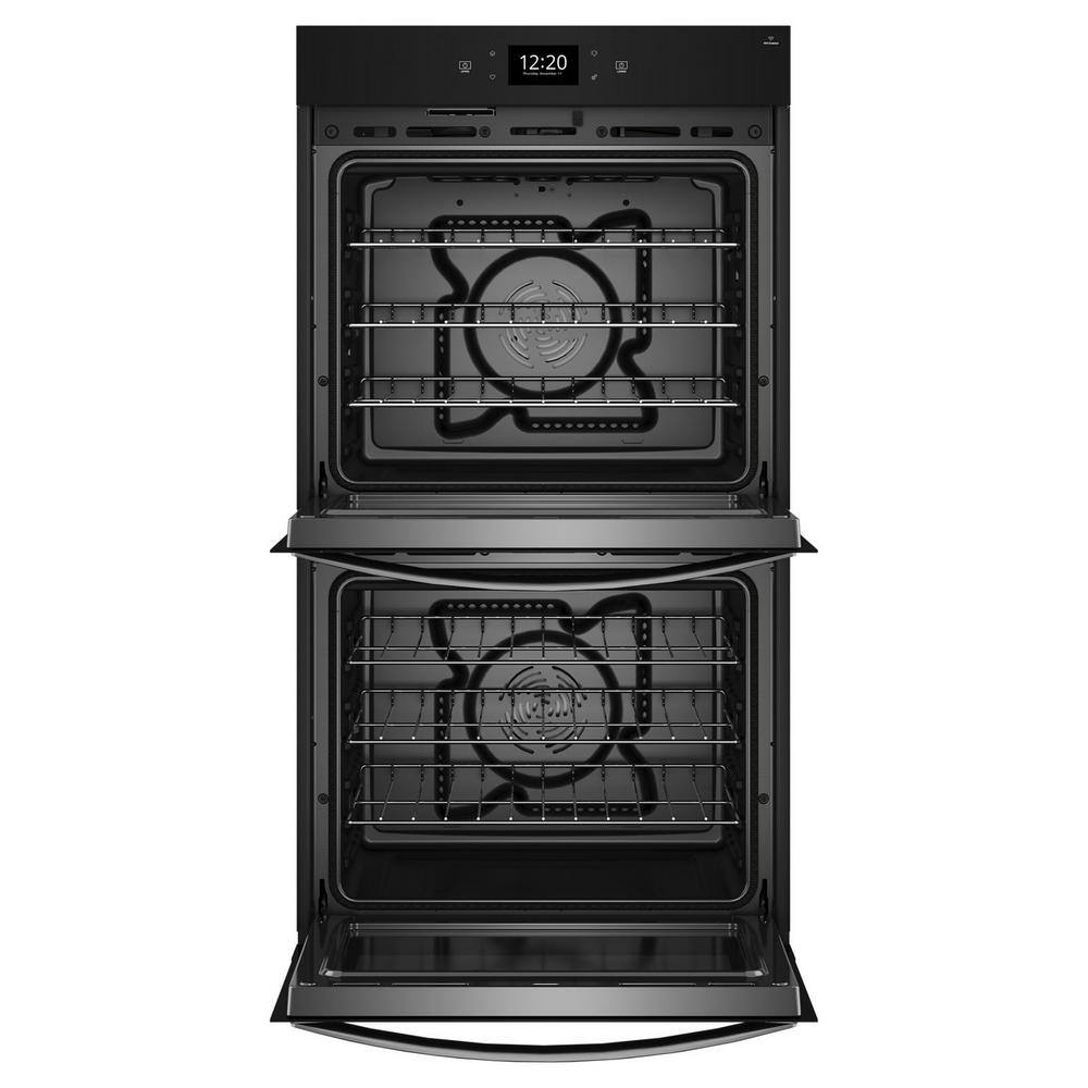 Whirlpool 30 in. Double Electric Wall Oven with True Convection Self-Cleaning in Black Stainless Steel with PrintShield Finish WOED7030PV