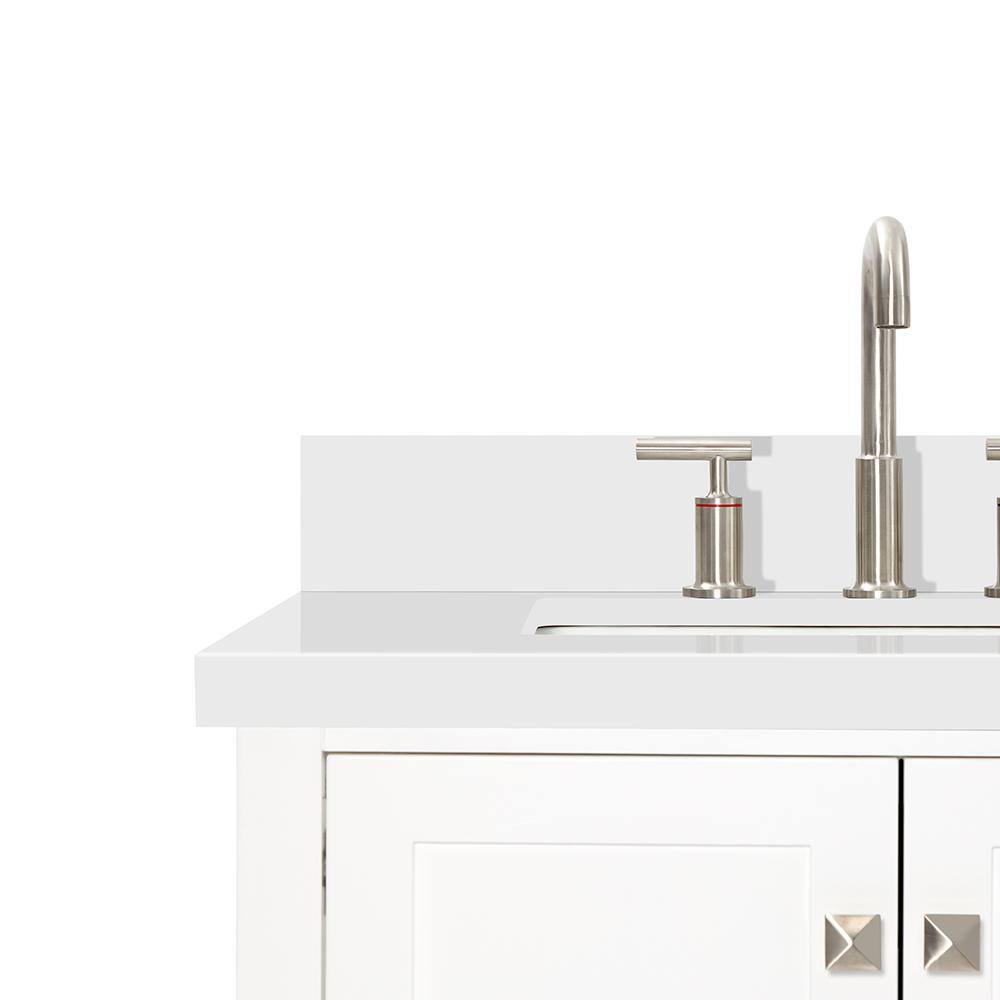 ARIEL Cambridge 73 in. W x 22 in. D x 35 in. H Bath Vanity in White with Quartz Vanity Top in White with White Basin A073DWQRVOWHT