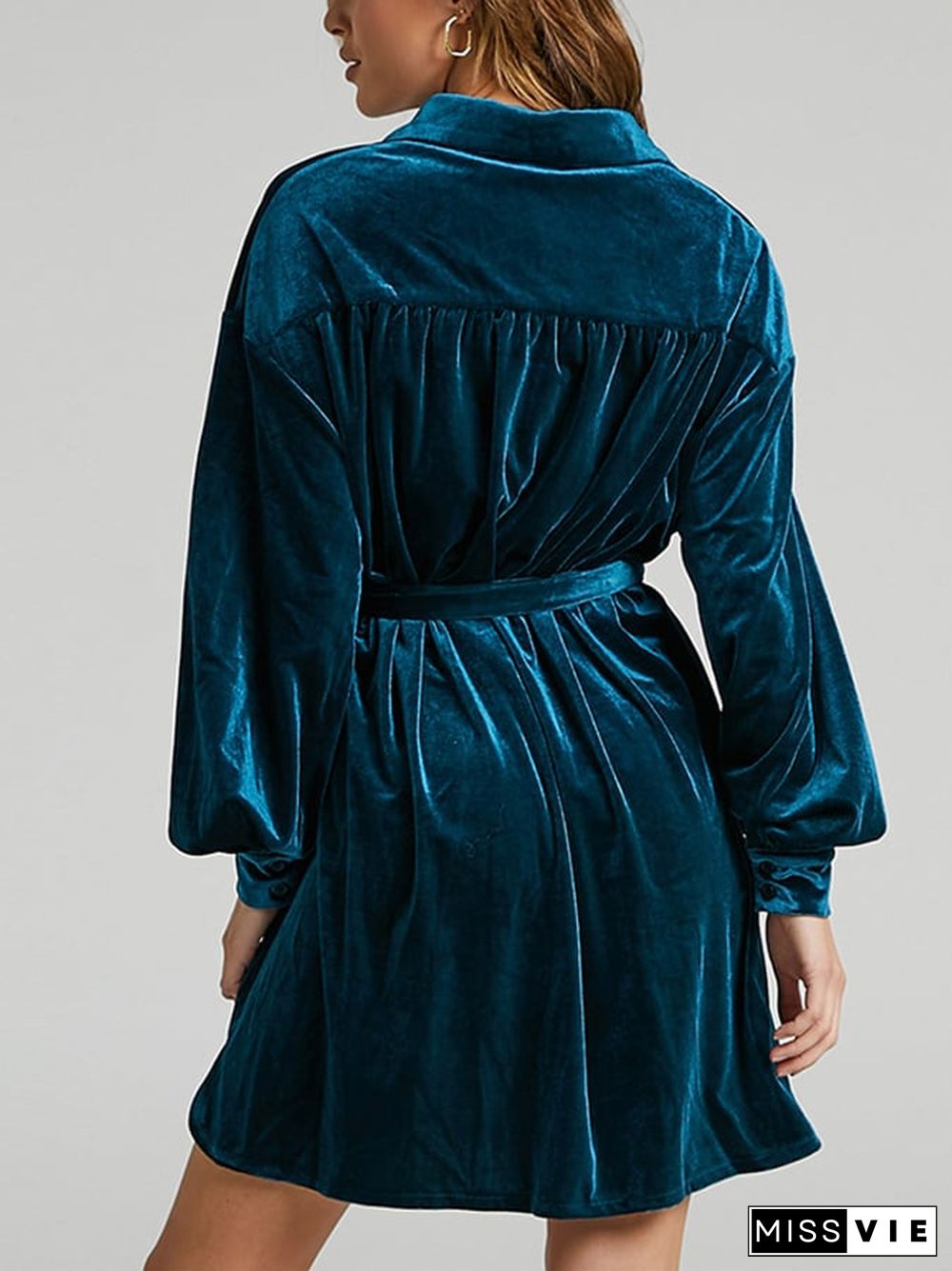 Women's Vintage Velvet Shirt Dress