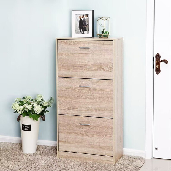 3 Drawer Shoe Storage Cabinet  3 Tier Wood Shoe Ra...