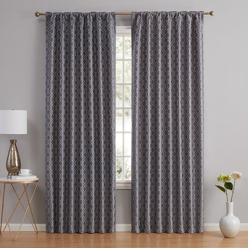 THD Riley Moroccan 100% Complete Blackout Thermal Insulated Energy Savings Heat/Cold Blocking Back Tab Rod Pocket Curtain Drapery Bedroom and Living Room， 2 Panels