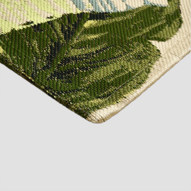 9 x27 x12 x27 Vacation Tropical Rectangular Woven Outdoor Area Rug Green