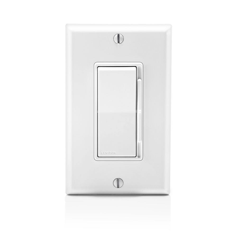 Leviton Decora 600-Watt Single-Pole3-Way Dimmer Universal Rocker Antimicrobial Slide WhiteLight Almond RA2-DSL06-2AW