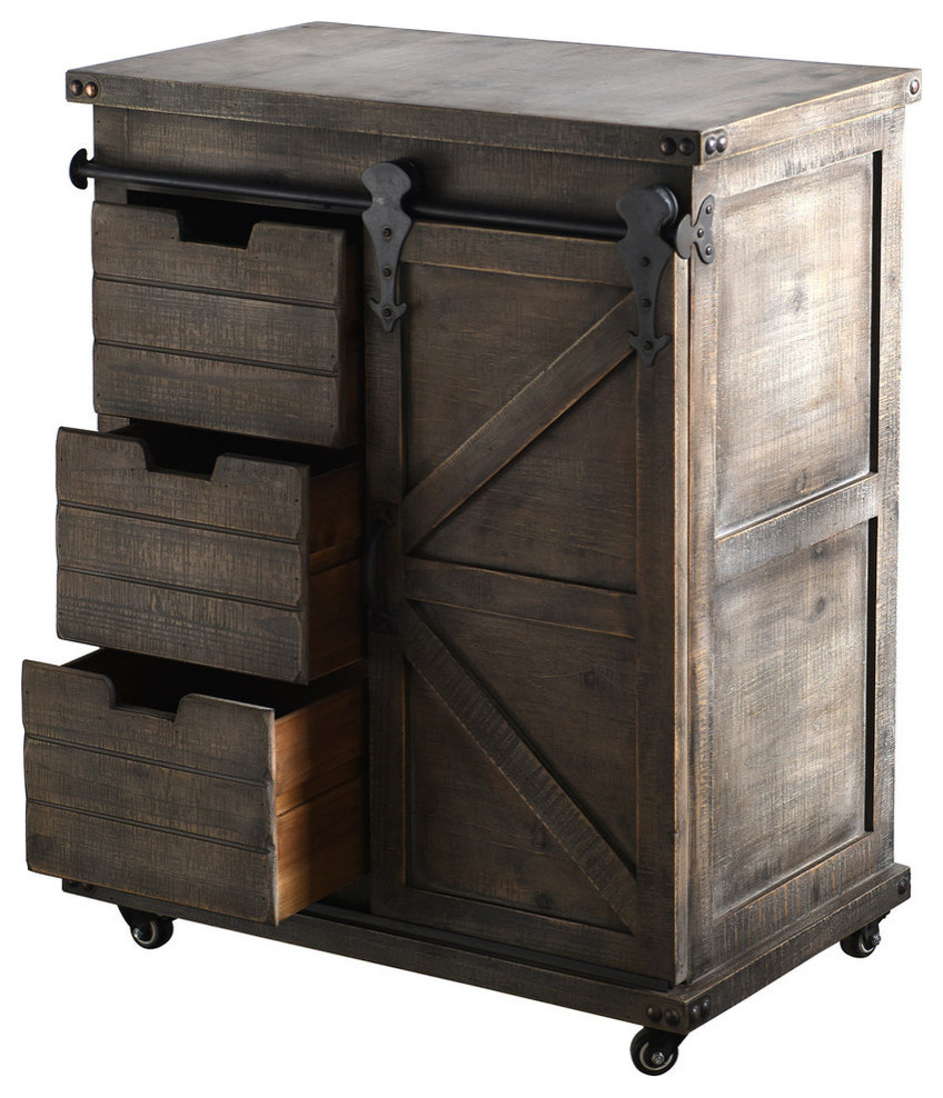 Presley 3 Drawer with Door Side Cabinet   Industrial   Accent Chests And Cabinets   by StyleCraft  Houzz