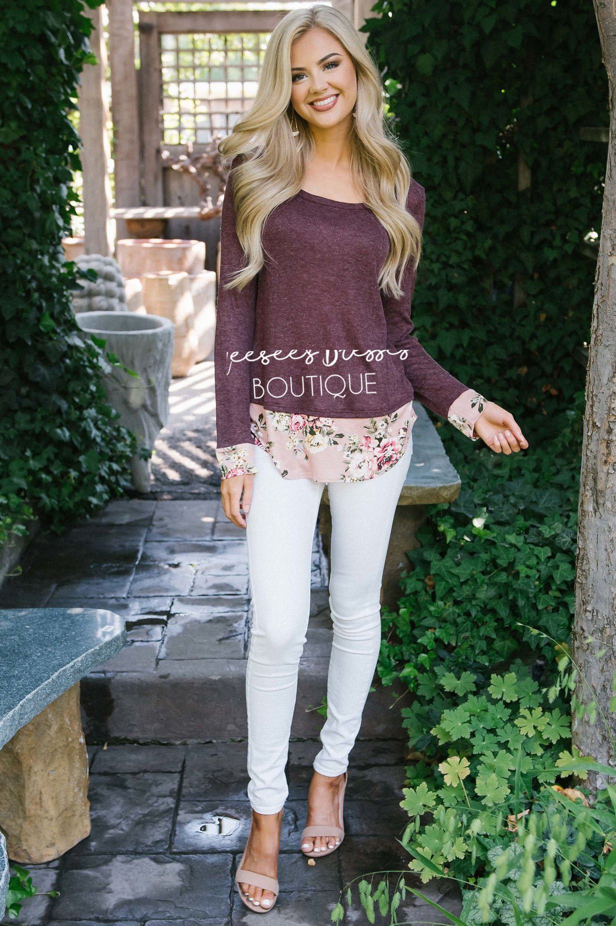 Pop of Floral Elbow Patch Sweater