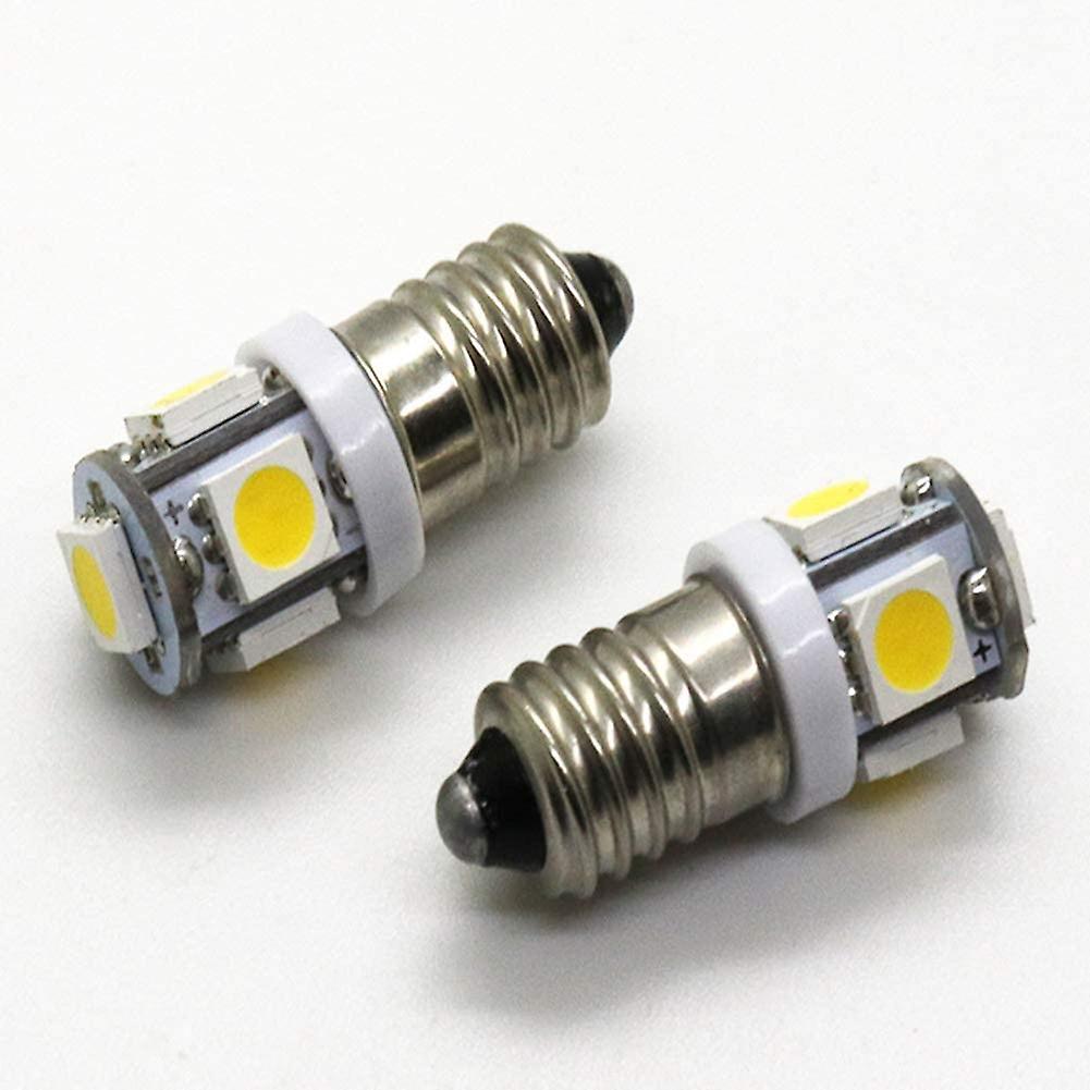 10pcs E10 12v Cool White Led Bulbs 5smd 0.5w 50lm Lampwarm White