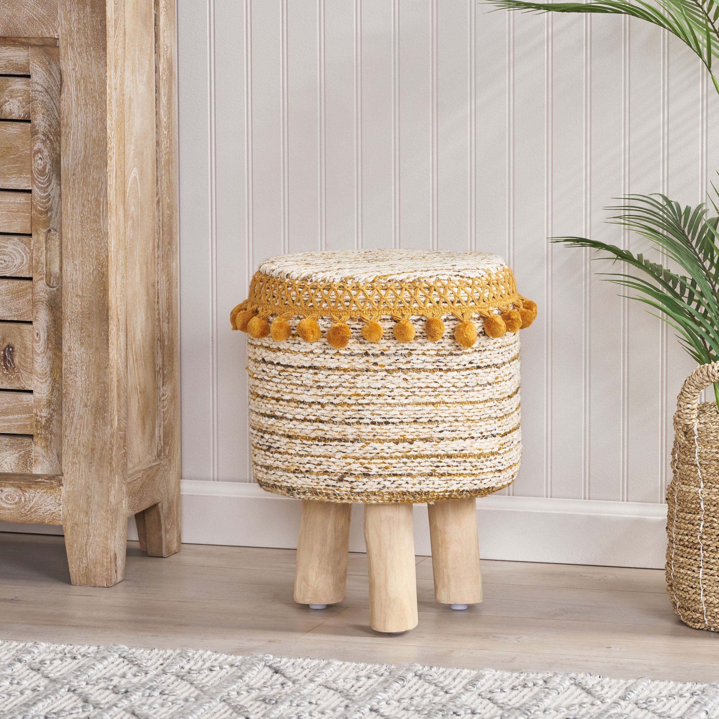 Roemello Handcrafted Boho Fabric Stool